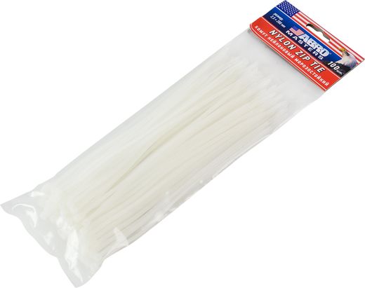Хомуты-стяжки 300х.3,6 мм ABRO MASTERS  кабельные нейлон (пластик) белые компл. 20 шт.